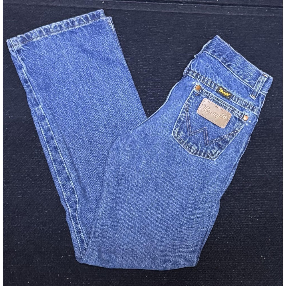 Wrangler Jeans Boys 12 Regular Blue Denim Straight Adjustable Waist 1013MWBDI